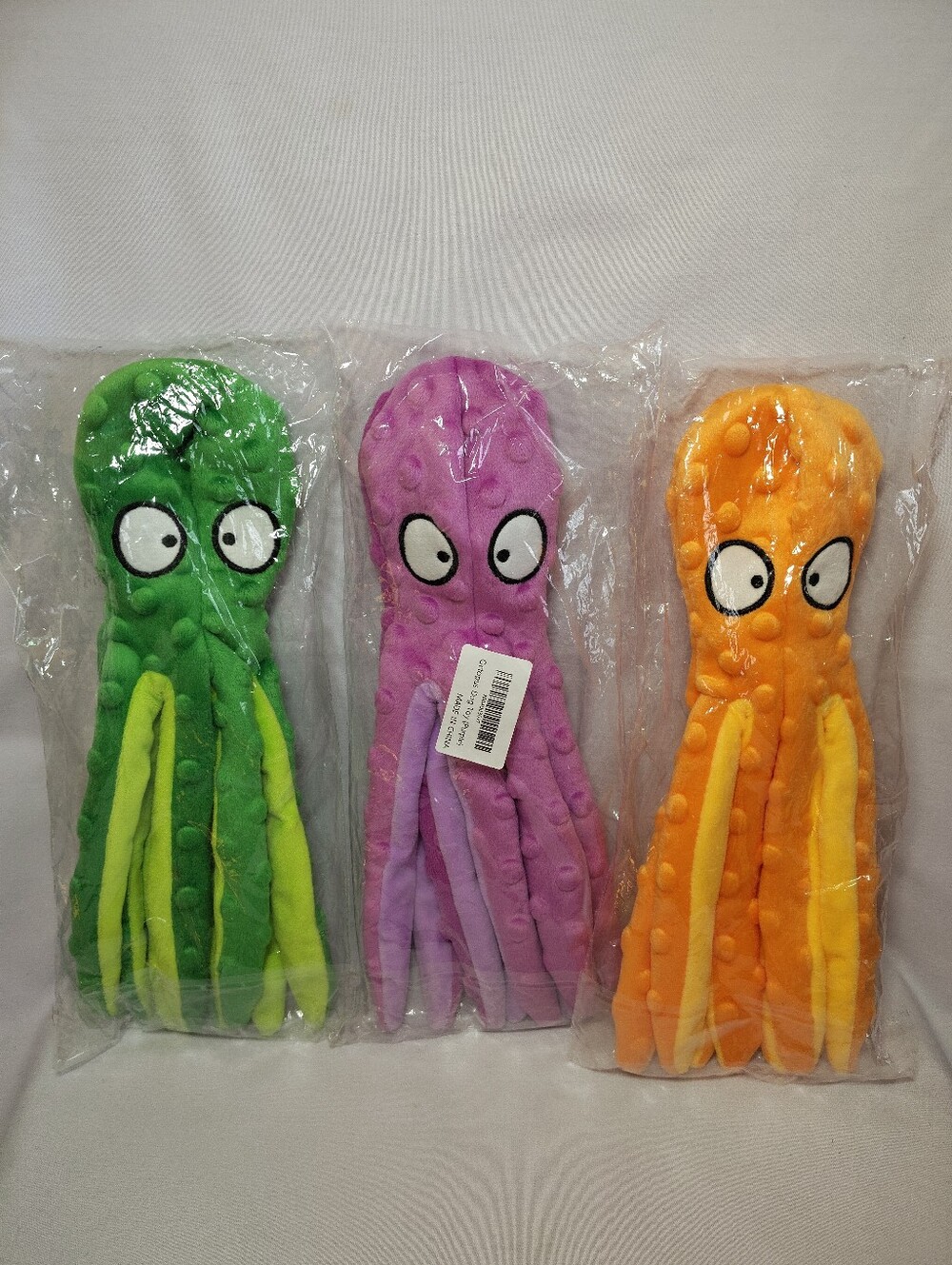 3 Pack Dog Squeaky Octopus Crinkle Plush No Stuffing Puzzle Interactive Chew Toy